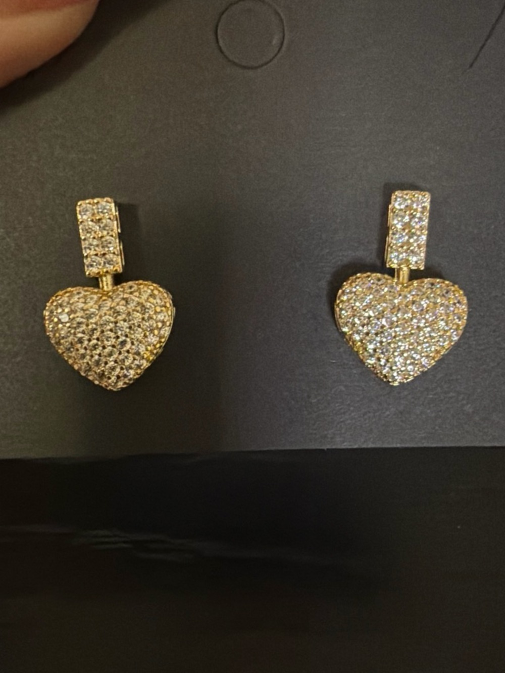 Gold Crystal Heart Drop Earrings - Sparkling Women's Jewelry